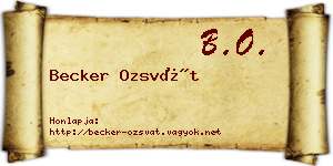 Becker Ozsvát névjegykártya